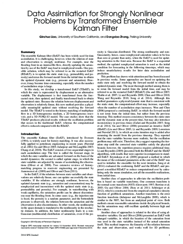 (PDF) Data Assimilation for Strongly Nonlinear Problems by Transformed ...