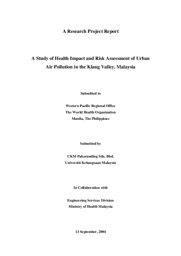 (PDF) A study of health impact and risk assessment of urban air ...
