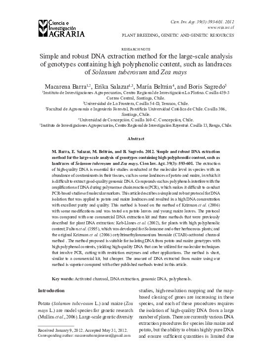 (PDF) Simple and robust DNA extraction method for the large-scale ...