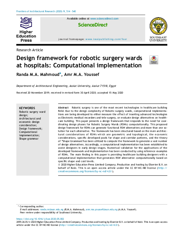 (PDF) Design framework for robotic surgery wards at hospitals ...