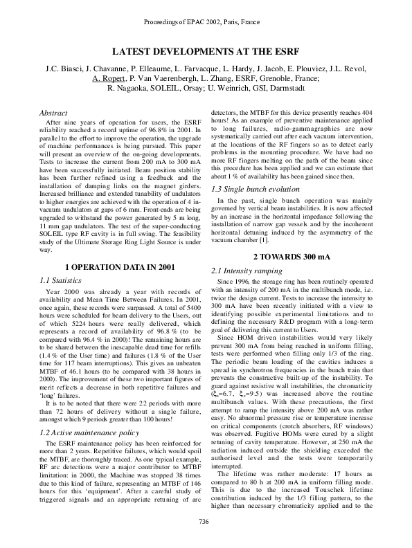 (PDF) Latest Developments at the Esrf