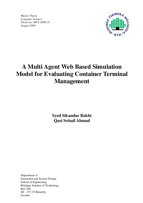 (PDF) A Multi Agent Web Based Simulation Model for Evaluating Container ...