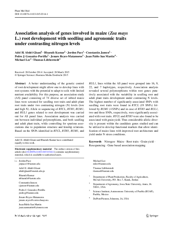 (PDF) Association analysis of genes involved in maize (Zea mays L ...