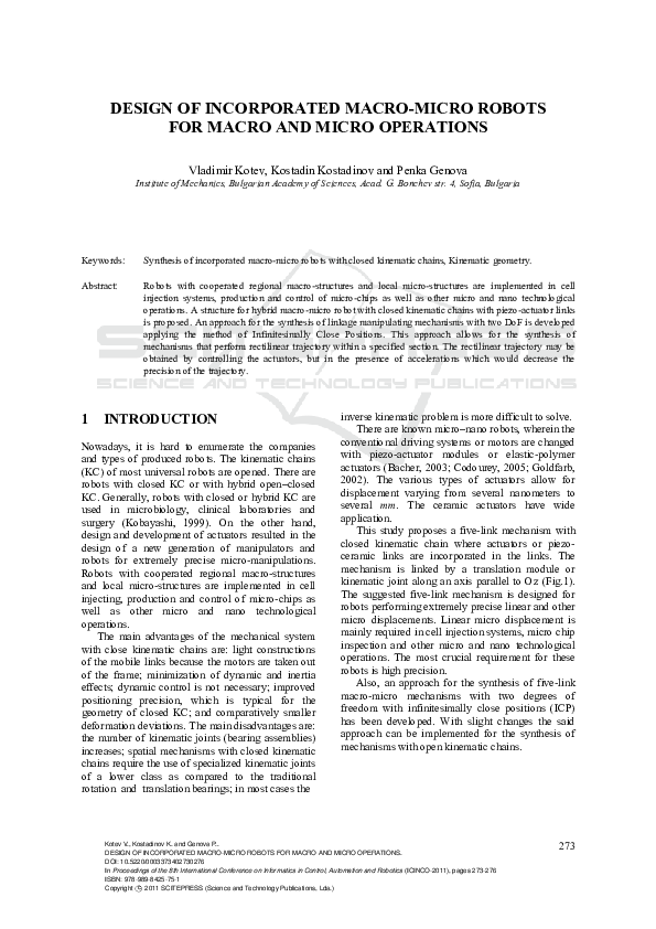 (PDF) Design of Incorporated Macro-micro Robots for Macro and Micro ...