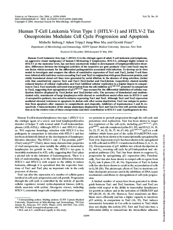 (PDF) Human T-Cell Leukemia Virus Type 1 (HTLV-1) and HTLV-2 Tax ...
