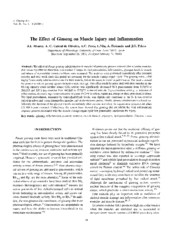 (PDF) The Effect of Ginseng on Muscle Injury and Inflammation
