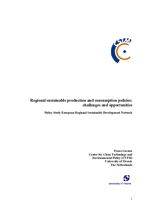 (PDF) Regional sustainable production and consumption policies ...