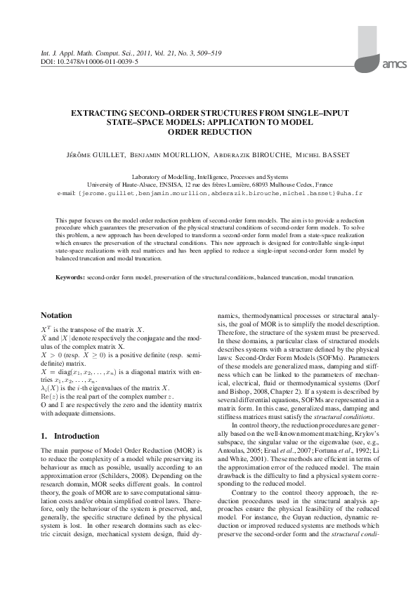 (PDF) Extracting second-order structures from single-input state-space ...