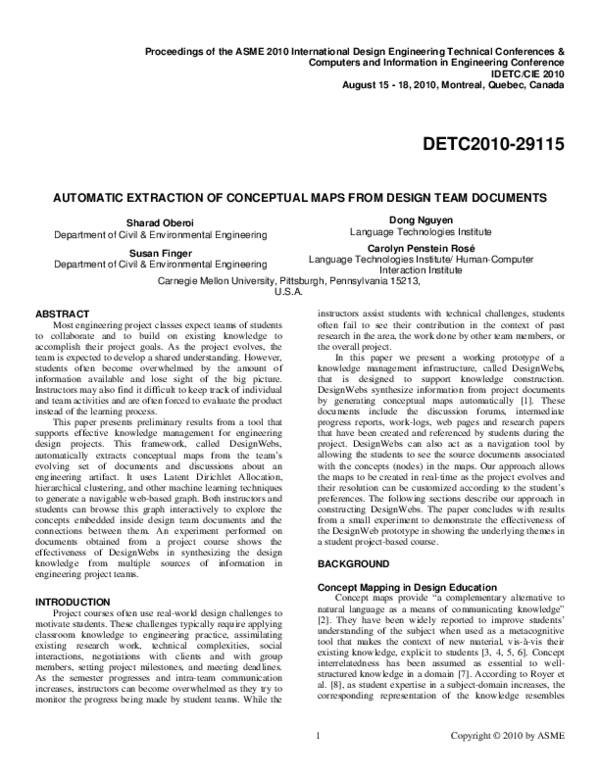 (PDF) Automatic Extraction of Conceptual Maps From Design Team Documents