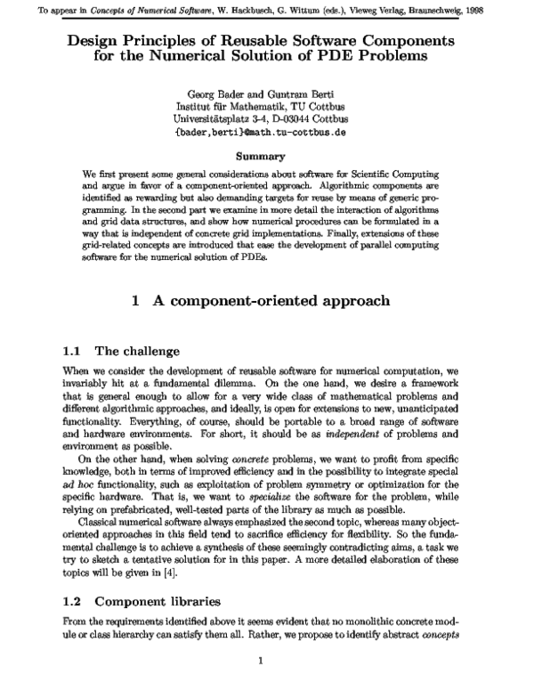 (PDF) Design principles of reusable software components for the ...