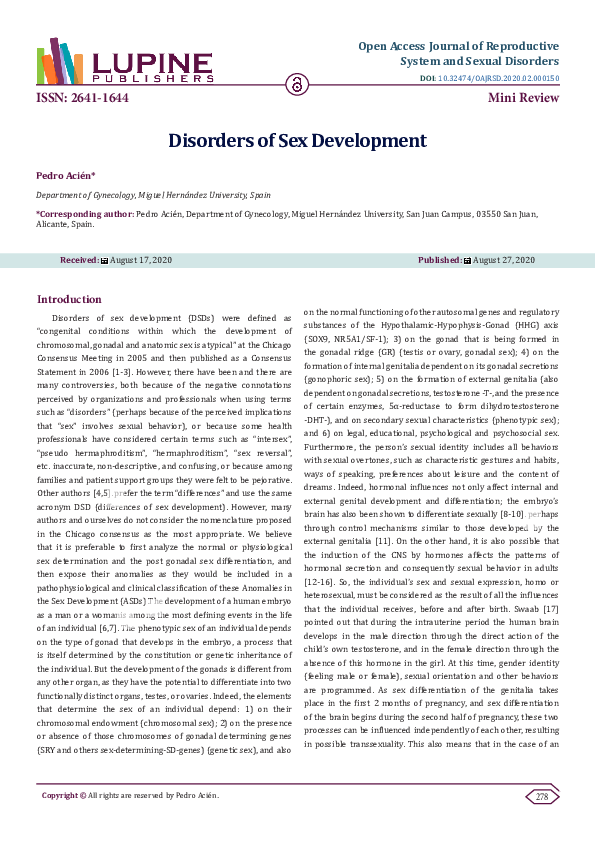 (PDF) Understanding Disorders of Sex Development (DSDs)