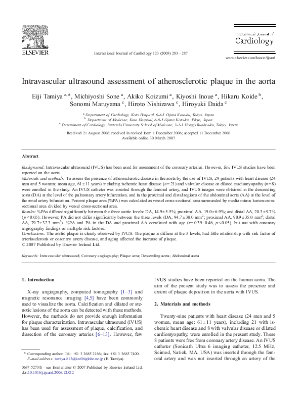 (PDF) Intravascular ultrasound assessment of atherosclerotic plaque in ...