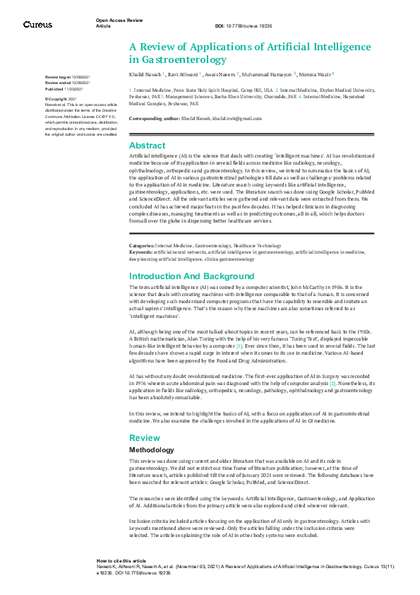 (PDF) A Review of Applications of Artificial Intelligence in ...