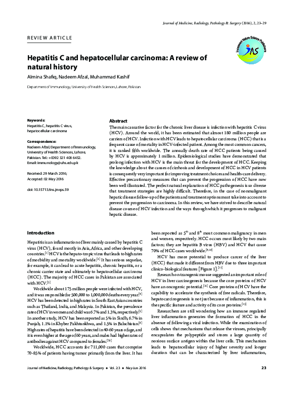 (PDF) Hepatitis C and hepatocellular carcinoma: A review of natural history