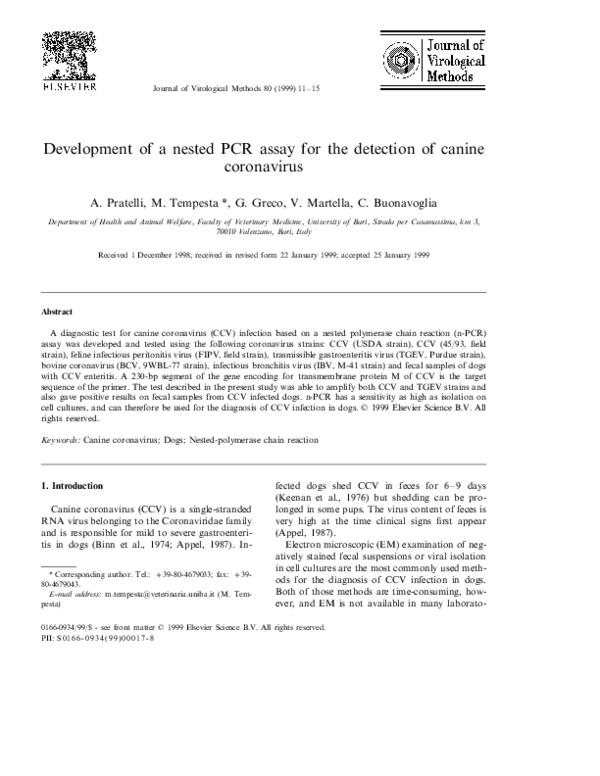 (PDF) Development of a nested PCR assay for the detection of canine ...