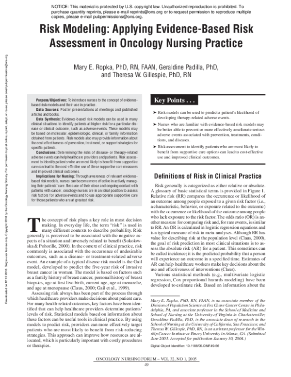 (PDF) Risk Modeling: Applying Evidence-Based Risk Assessment in ...