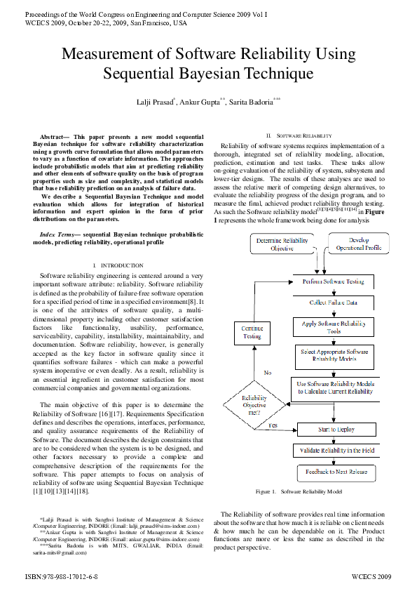 (PDF) Measurement of Software Reliability Using Sequential Bayesian ...