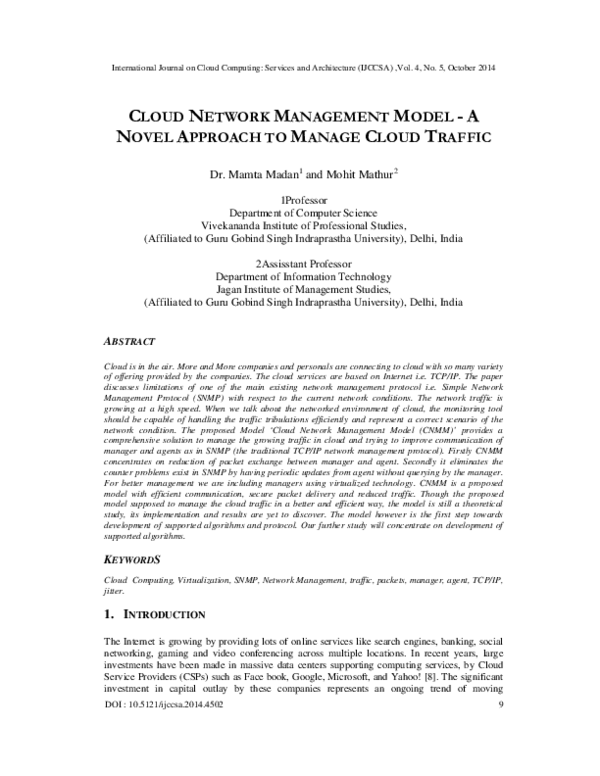 (PDF) Cloud Network Management Model - A Novel Approach to Manage Cloud ...