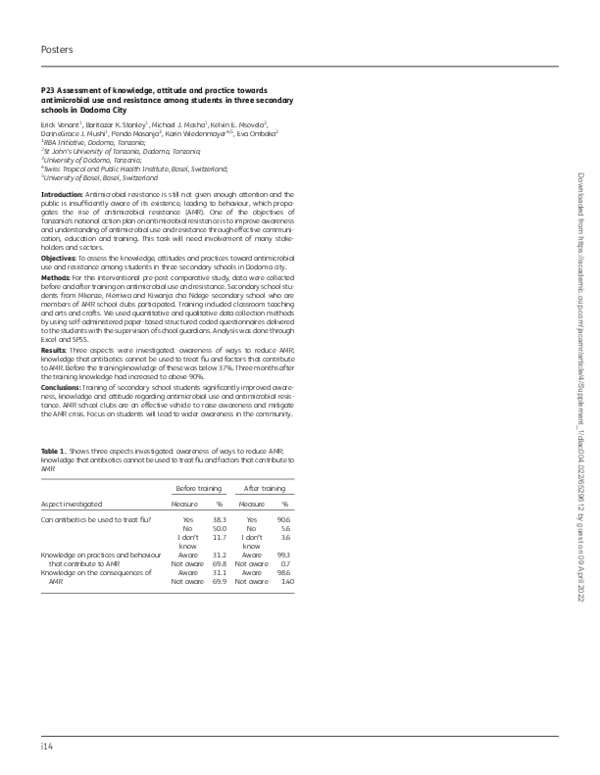 (PDF) P23 Assessment of knowledge, attitude and practice towards ...