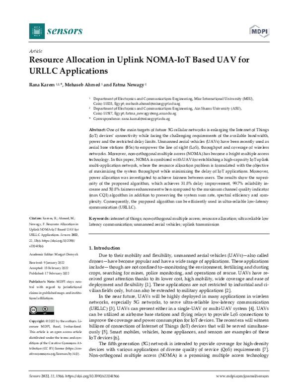 (PDF) Resource Allocation in Uplink NOMA-IoT Based UAV for URLLC ...