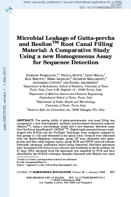 (PDF) Microbial Leakage of Gutta-percha and Resilon™ Root Canal Filling ...