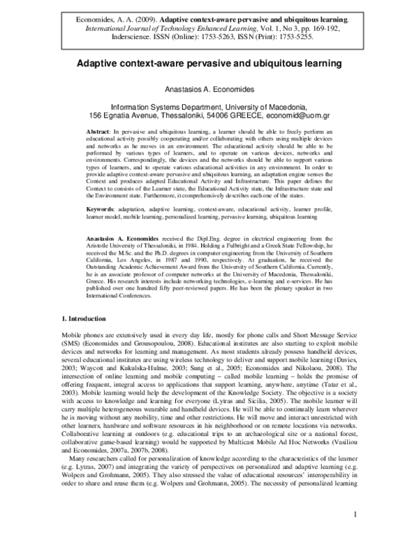 (PDF) Adaptive context-aware pervasive and ubiquitous learning