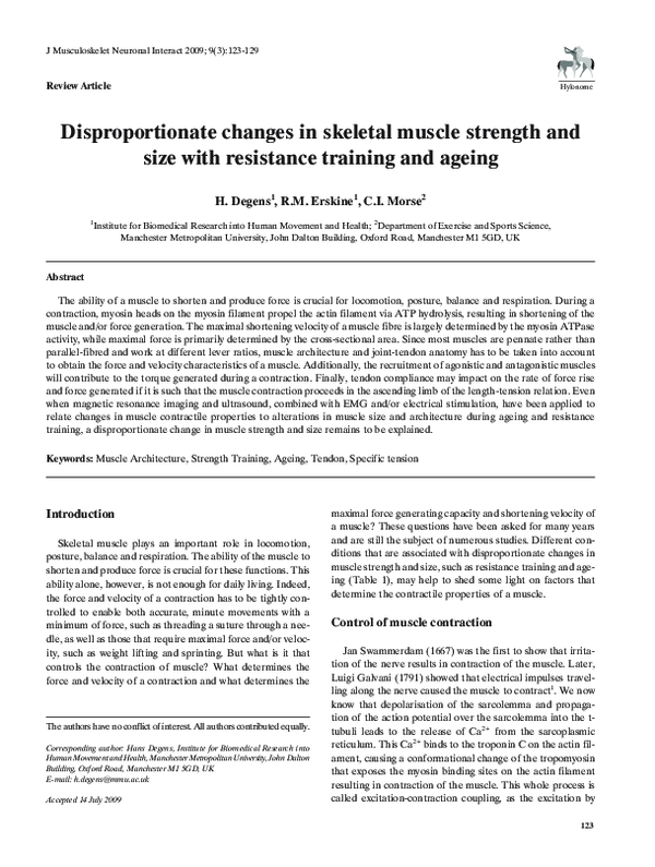 (PDF) Disproportionate changes in skeletal muscle strength and size ...