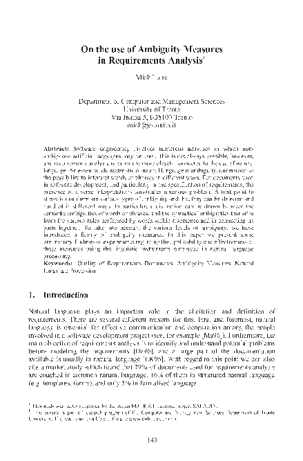 (PDF) On the use of ambiguity measures in requirements analysis
