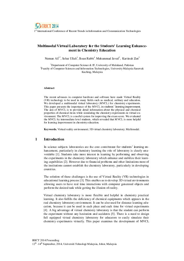 (PDF) Multimodal Virtual Laboratory for the Students’ Learning ...