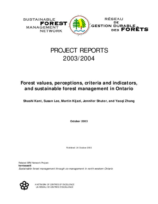 Pdf Forest Values Perceptions Criteria And Indicators And