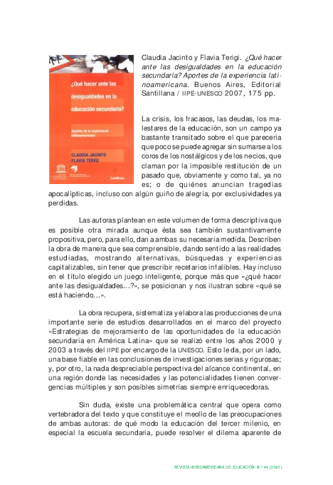 (PDF) ¿Qué hacer ante las desigualdades en la educación secundaria ...