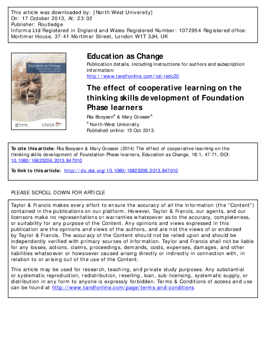 (PDF) The effect of cooperative learning on the thinking skills ...