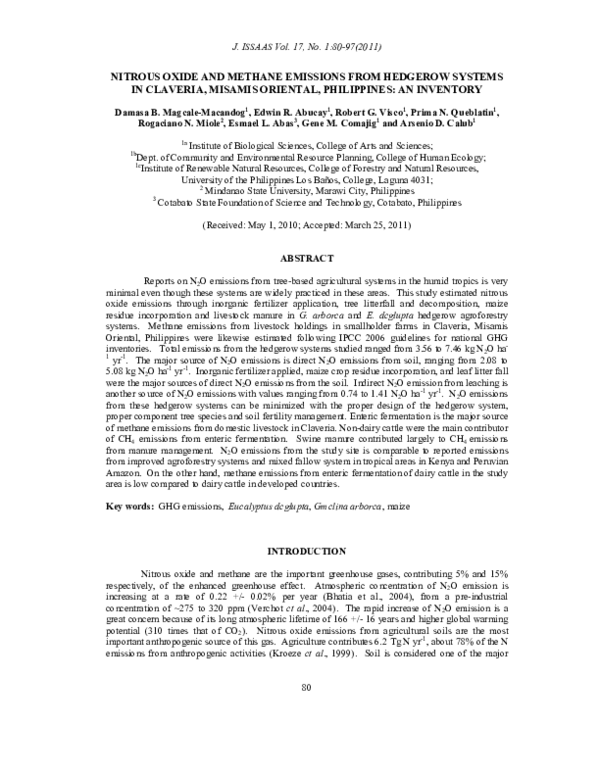 (PDF) Nitrous Oxide and Methane Emissions from Hedgerow Systems in ...