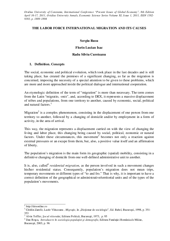 (PDF) The Labor Force International Migration and its Causes