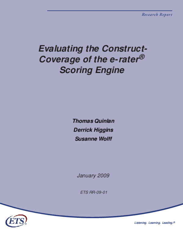 (PDF) Evaluating the Construct-Coverage of the e-rater[R] Scoring ...