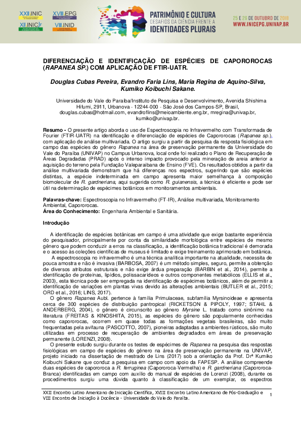 (PDF) Diferenciação e identificação de espécies de Capororocas (Rapanea ...