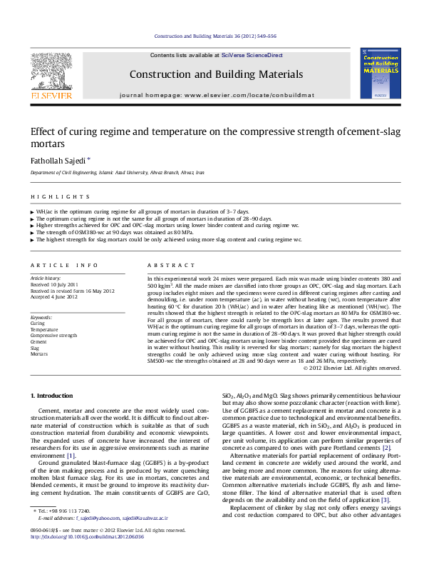 (PDF) Effect of curing regime and temperature on the compressive ...