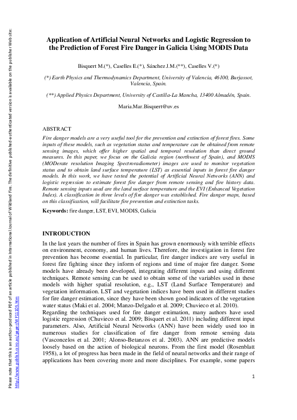 (PDF) Application of artificial neural networks and logistic regression ...