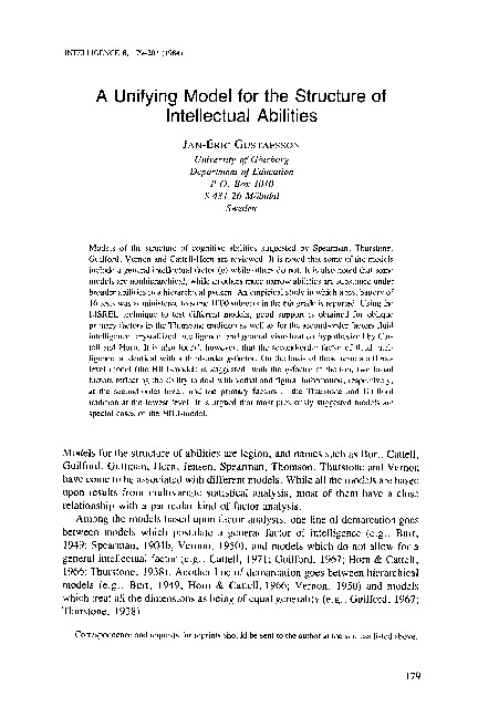 (PDF) A unifying model for the structure of intellectual abilities