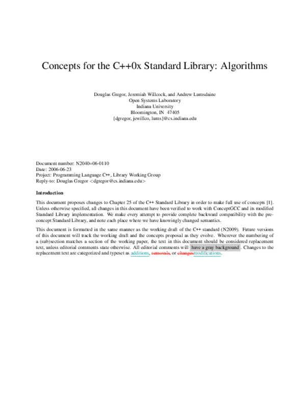 (PDF) Concepts for the C++0x Standard Library: Algorithms | Andrew ...