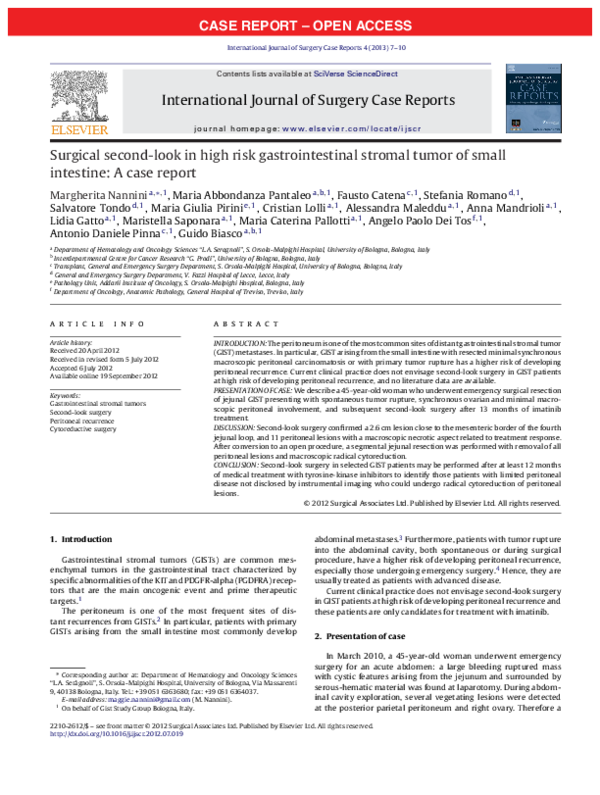 (PDF) Surgical second-look in high risk gastrointestinal stromal tumor ...