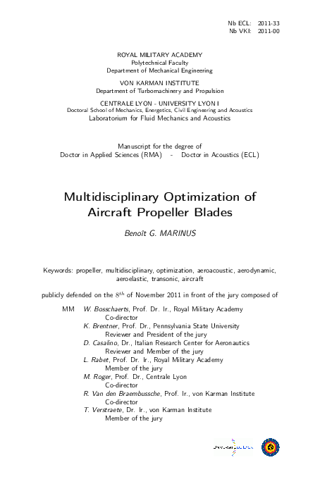 (PDF) Multidisciplinary Optimization of Aircraft Propeller Blades