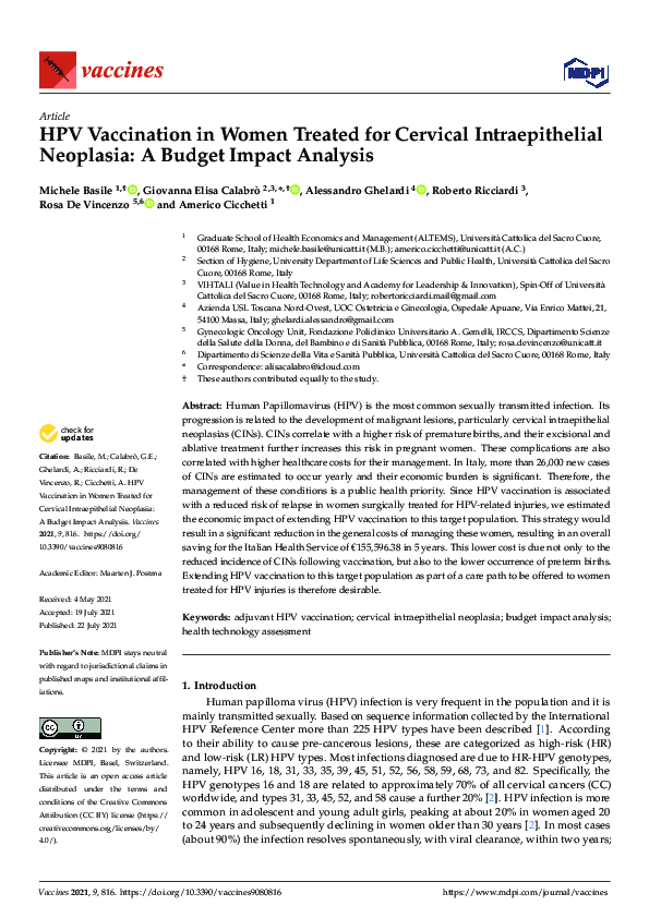 (PDF) HPV Vaccination in Women Treated for Cervical Intraepithelial ...