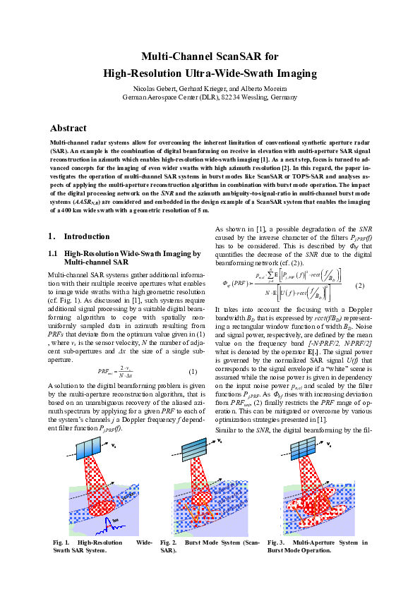 (PDF) Multi-channel ScanSAR for high-resolution ultra-wide-swath imaging