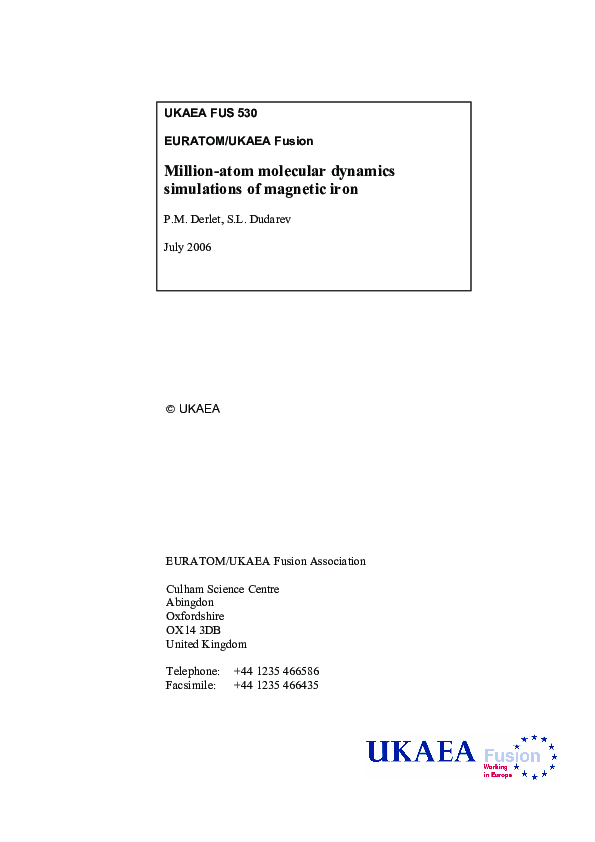 (PDF) Million-atom molecular dynamics simulations of magnetic iron