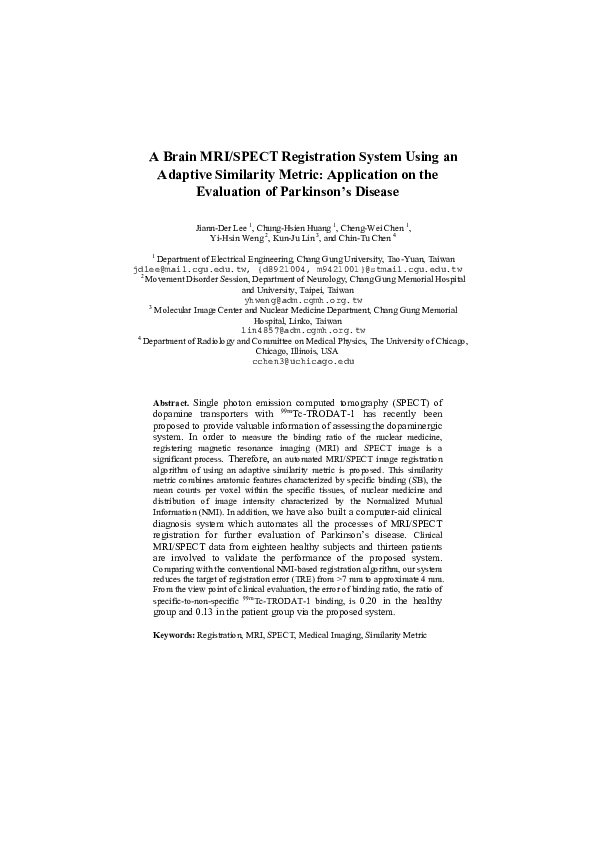 (PDF) A Brain MRI/SPECT Registration System Using an Adaptive ...