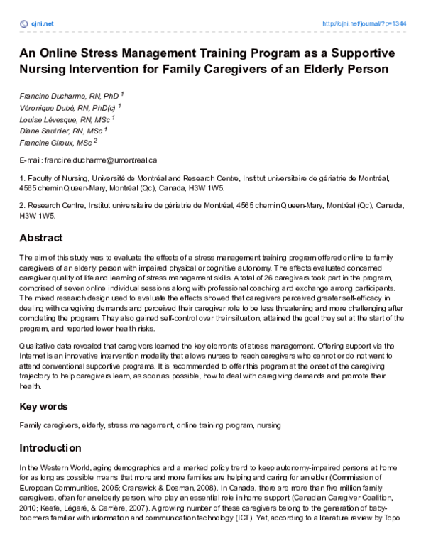 (PDF) An Online Stress Management Training Program as a Supportive ...