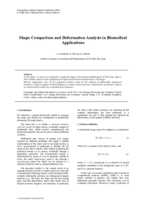 (PDF) Shape comparison and deformation analysis in biomedical applications