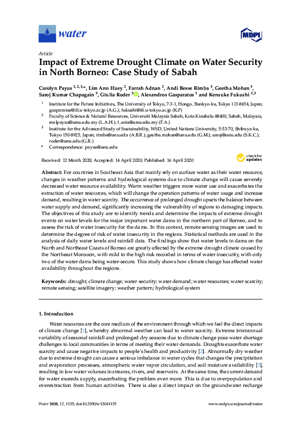 (PDF) Impact of Extreme Drought Climate on Water Security in North ...