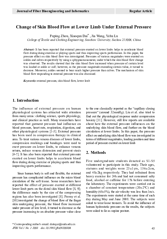 (PDF) Change of skin blood flow at lower limb under external pressure